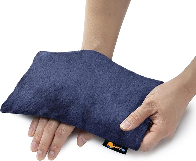 SunnyBay Odorless Small Microwave Heating Pad, Microwavable Versatile Neck and Shoulder Wrap for Back Pain and More, Moist Heat Plush-Cotton Pad with Hydra-Beads, 6x11 in, Blue-Grey-Ruum Studio Home