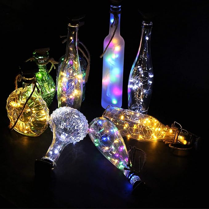YJFWAL Upgraded 12 Pack Solar Wine Bottle Lights, 20 LEDs Waterproof Copper Light, Bottle Light Fairy Cork String Lights for Yard Patio Decor, DIY Birthday Gift for Mom Grandma Girlfriend(3 Colors)-Ruum Studio Home