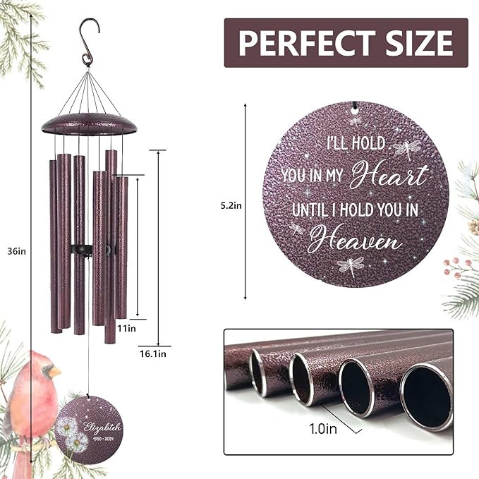 ASTARIN Personalized Memorial Wind Chimes, Customized Sympathy Deep Tone Wind Chime, Grief Gifts for Women Men Husband Wife, Windchimes in Memory of a Loved One Personalized-Ruum Studio Home