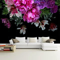 WFBHUA-Purple Peony Floral Wallpaper Tropical Botanical Leaf Rose Flower Wall Mural for Bedroom(Not Peel and Stick)-Ruum Studio Home