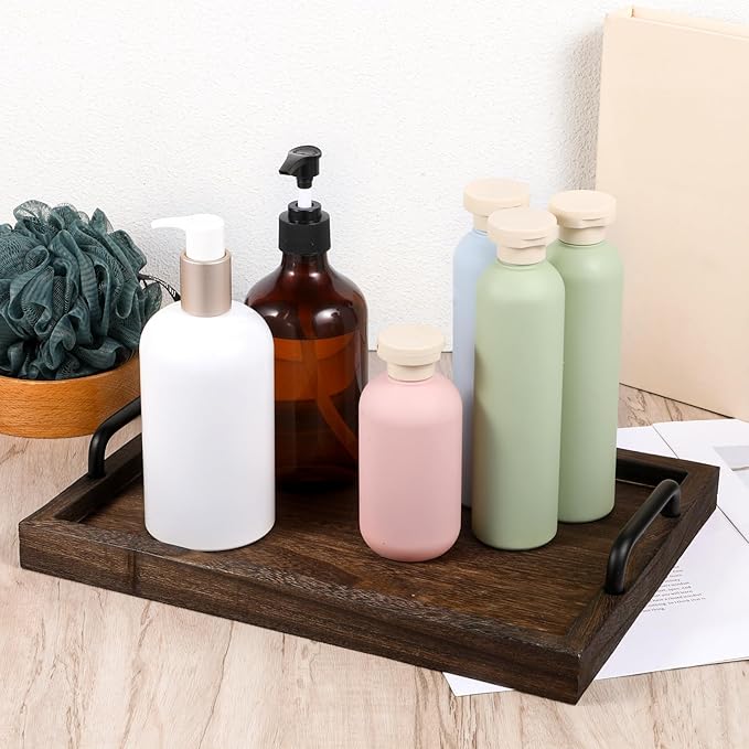 2 Pcs Rustic Wooden Serving Trays with Handle Decorative Nested Vintage Wood Serving Tray Stylish Farmhouse Decor Servings Platters for Eating, Breakfast(Large 15.8x11.8x1.2 in, Small 13.4x9.4x1.2 in)-Ruum Studio Home