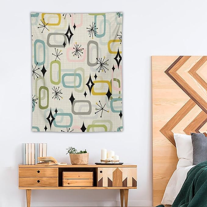 ICMOLYYENLO Boho Medieval Cat Tapestry, Abstract Atomic Starburst Geometric Aesthetic Art Wall Hanging For Bedroom Living Room Dormitory 50x60 Inches-Ruum Studio Home