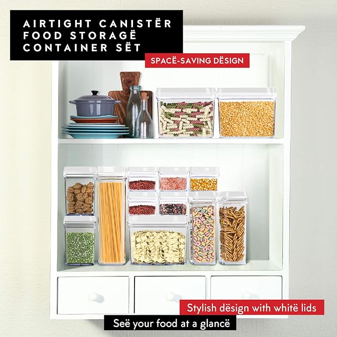 DWËLLZA KITCHEN Airtight Food Storage Containers - Pantry Snacks Kitchen Container, Baking Supplies, 4LB Sugar & Flour Canister - 4 Pc Set All Same Size - Clear Plastic BPA-Free - Keeps Fresh & Dry-Ruum Studio Home