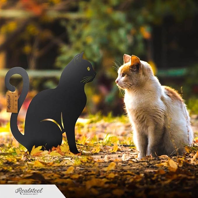 RealSteel I 3 Pack Steel Cat Garden Decor I Outdoor Yard Decorations I Gift for Cat Lovers I Lawn Ornaments and Statues I Garden Signs Decorative Outdoor - Gold-Ruum Studio Home