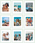 Vittanly 11x14 Picture Frames Set of 9, Shatter Resistant Plexiglass, Display 8x10 Pictures with Mat or 11x14 without Mat, Photo Frames for Wall or Tabletop, Engineered Wood, Vintage Green-Ruum Studio Home