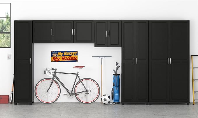 SystemBuild Evolution Kendall 24" Engineered Wood Utility Storage Cabinet Black-Ruum Studio Home