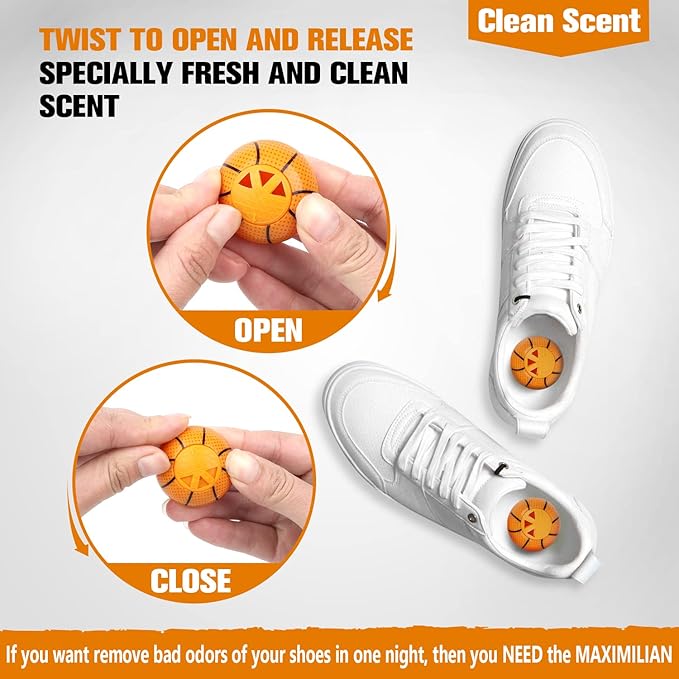 MAXIMILIAN Professional Shoe Deodorizer Balls | Shoe Fresheners Balls | Foot Odor Eliminator | Odor-Fighting Freshener for Neutralizing Odor and Refreshing Sneaker, Wardrobe, Bags-Ruum Studio Home