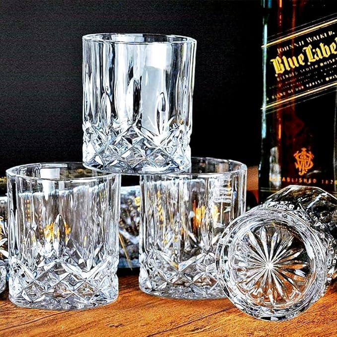 Whiskey Glasses Set of 4,Rock Glasses,11 oz Lead-Free Crystal Bourbon Glass,Old Fashioned Glass for Bourbon,Cognac,Irish Whisky,Personalised Whisky Glass Gift Set for Men,Dad,Brother-Ruum Studio Home