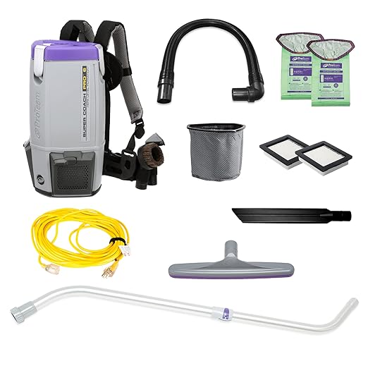 ProTeam Super Coach Pro 6 Backpack Vacuum Commercial with Telescoping Wand Tool Kit, 6 Quart, Corded, 107310-Ruum Studio Home