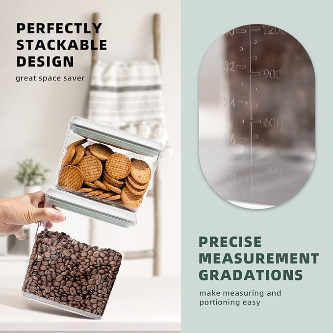 Pop Top Food Storage Containers, 3-Piece Pantry Containers with Lids Airtight, BPA Free Pop Containers for Food Storage, 2 * 1.3Qt+2.9Qt-Ruum Studio Home