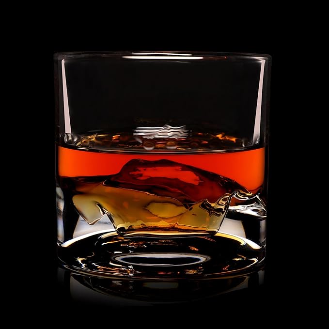 Yosemite Heavy Crystal Whiskey Glasses Gift Set of 2, Thick Freezable Bourbon Glass 1lb Each, Premium Whiskey Gifts for Men, Frozen Crystal Chills Cocktails, 10 oz-Ruum Studio Home