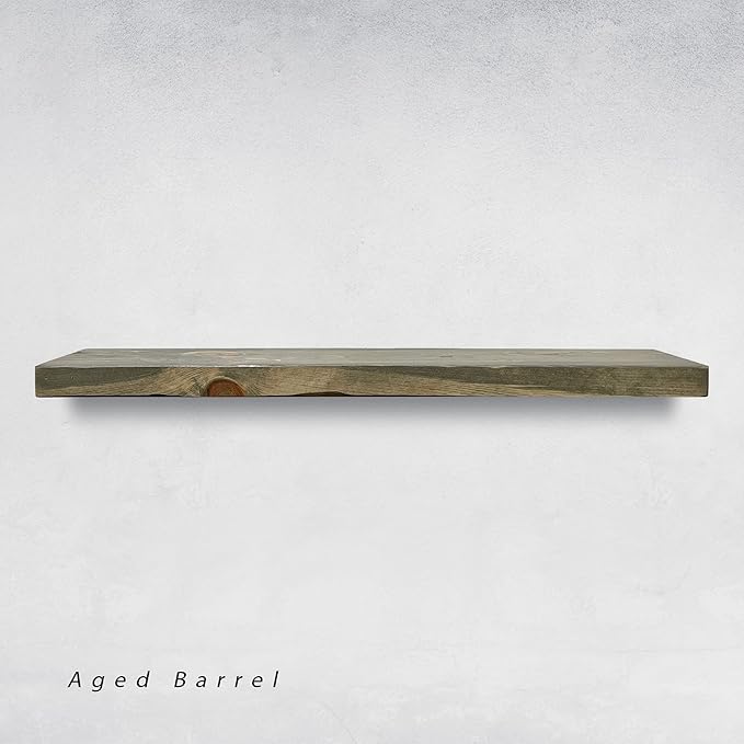 URBANDI, Rustic Floating Shelves, Set of 2, Hidden Bracket, Solid Wood, Heavy Duty, Wall Mounted Shelves, (Grey, 36Wx10D)-Ruum Studio Home