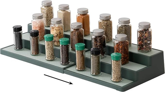 SIMPLEMADE 3-Tier Spice Rack Organizer - Versatile Storage Shelf for Kitchen, Bathroom, Bedroom & Office, Set of 1, Expandable Sage-Ruum Studio Home