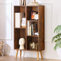 LEYAOYAO 5 Cube Small Bookshelf,3 Tier Mid-Century Bookcase with Legs,Wood Bookshelves Storage Organizer Shelf,Narrow Book Shelves,Brown Bookcases-Ruum Studio Home