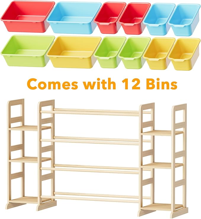SpaceAid Toy Storage Organizer with 6 Shelves and 12 Bins, Toy Organizers Storage Bookshelf, Kids Bin Shelf Toys Box Bookcase for Bedroom Playroom Organization Room Decor, Multi-Colored-Ruum Studio Home