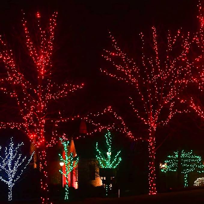 Dazzle Bright 300 LED Christmas String Lights, 100 FT Connectable Waterproof String Lights Green Wire with 8 Modes Christmas Decoration for Indoor Outdoor Party Yard Garden Decor (Red)-Ruum Studio Home
