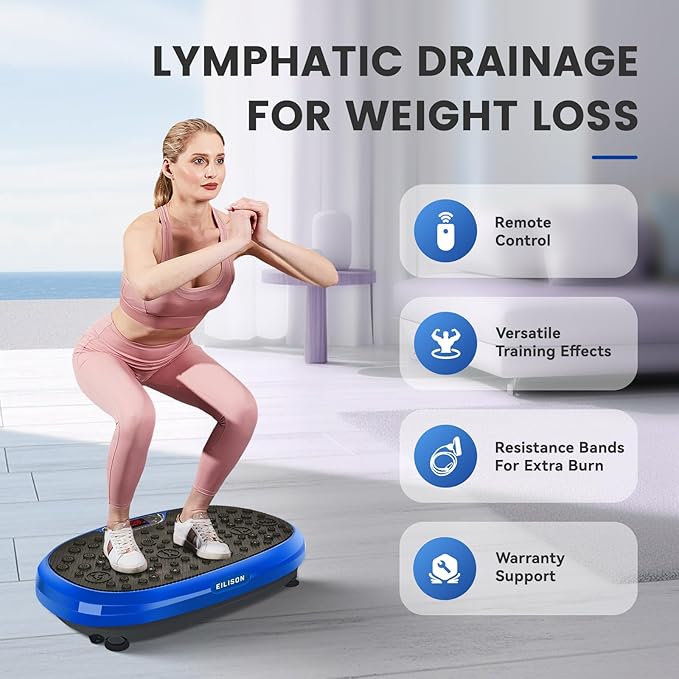 EILISON FitMax 3D XL Vibration Plate Exercise Machine - Whole Body Workout Vibration Platform w/Loop Bands - Lymphatic Drainage Machine for Weight Loss, Shaping, Wellness, Recovery-Ruum Studio Home