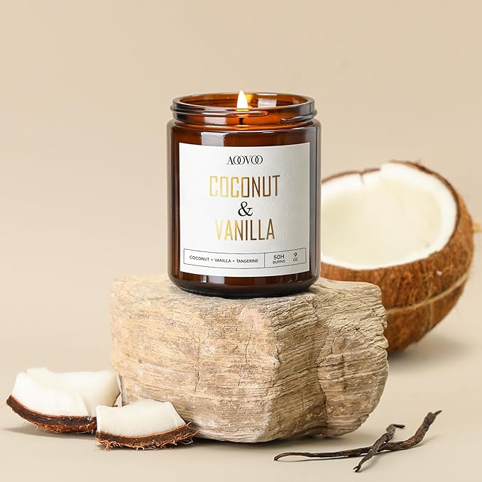 AOOVOO Coconut Vanilla Candles - 9 oz Scented Candles, Aromatherapy Candle, Soy Candle for Home Scented-Ruum Studio Home