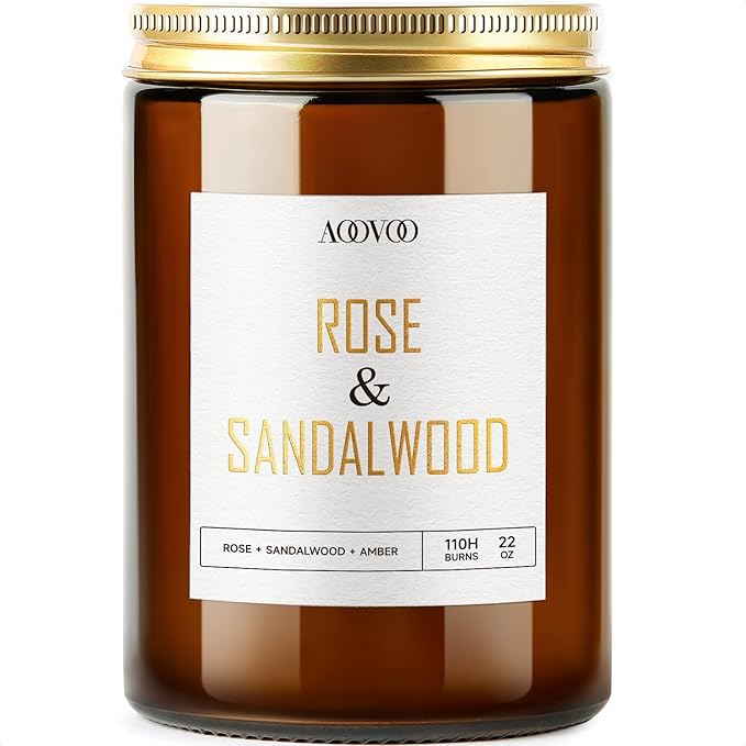 AOOVOO Rose Sandalwood Candles - 22 oz Scented Candles, Aromatherapy Candle, Soy Candle for Home Scented-Ruum Studio Home