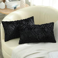 decorUhome Fall Throw Pillow Covers 12x20 Inch Set of 2, Soft Plush Decorative Faux Fur Black Solid Couch Pillow Covers, Accent Farmhouse Neutral Lumbar Euro Pillow Cases for Sofa Bed Living Room-Ruum Studio Home