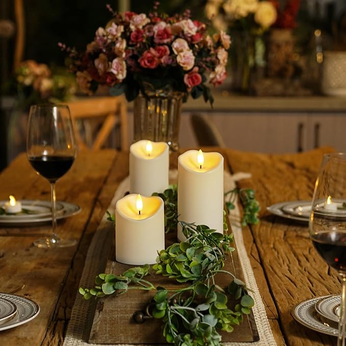 Homemory Rechargeable Flameless Candles, LED Candles, Battery Operated Candles with Remote and Timers, Outdoor Waterproof, Long Lasting, Set of 3-Ruum Studio Home