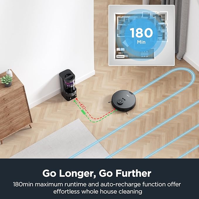 Eureka Robot Vacuum with Bagless Self Emptying Station, 2 in 1 Robotic Vacuum and Mop Combo, 60-Day Capacity, 4000Pa Suction, Auto Lifting Mop, LiDAR Navigation,NER E10s-Ruum Studio Home