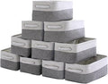 Storage Baskets 12x8x5 inch 10 Pack Fabric Baskets Foldable Storage Bins Decorative Baskets cloth storage baskets Storage Foldable Storage Bin with Rope-Ruum Studio Home