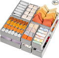 12 Pack Sock Underwear Drawer Organizer Dividers, 116 Cells Fabric Foldable Dresser Closet Organizers and Storage Bins for Baby Clothing, Women Men Underwear Socks, Bra, Ties, Scarf-Ruum Studio Home