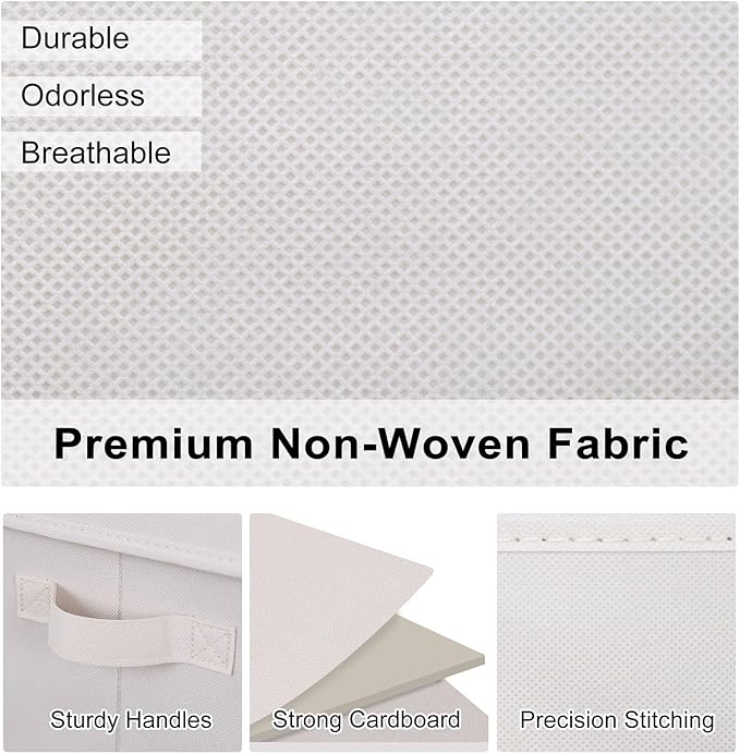 WUIKE Closet Storage Bin with Lids, Decorative Fabric Storage Bins for Clothes, Collapsible Storage Boxes for Home and Closet Organization, Beige, Extra Large, 3-Pack-Ruum Studio Home