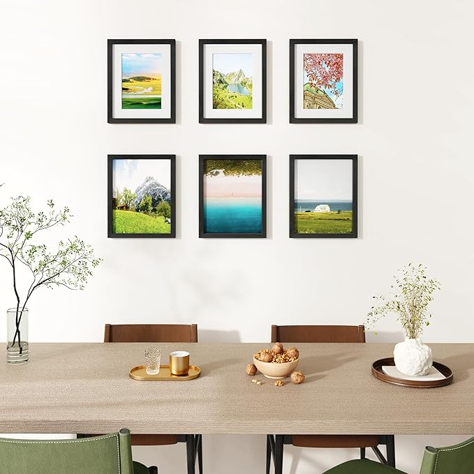 IBUYKE 8x10 Picture Frame,Set of 3,Solid Oak Wood 8x10 Photo Frame with Mat to 5x7,10x8 Picture Frames With Tempered Glass,Tabletop or Wall Mount Display,Home Decor,Black Oak 8 x 10 Frame,UWPF0810B-3-Ruum Studio Home