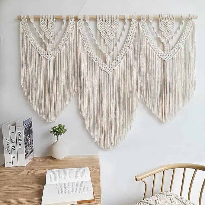 Achart Macrame Wall Hanging Large- Boho Wall Decor- large wall art- Wall Decor Living Room- Macrame Tapestry Boho Decor for Bedroom (Beige-C)-Ruum Studio Home