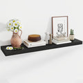 48 Inch Floating Shelves, 12 Inch Deep Floating Shelves for Wall, Floating Shelf with Invisible Brackets, Deep Shelves for Bathroom, Bedroom, Living Room, 1 Pack, Black-Ruum Studio Home