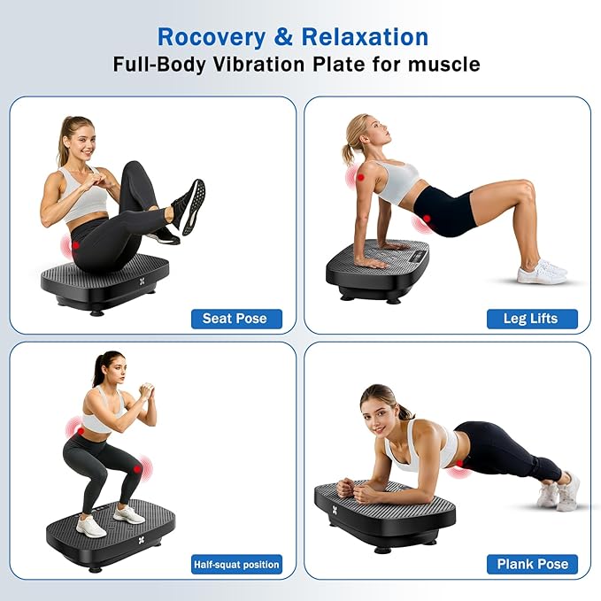 Vibration Plate Exercise Machine, Ultra-Quiet Vibration Plate for Lymphatic Drainage & Body Toning, Whole Body Vibration Platform with Bluetooth, Resistance Bands, Home Gyms Equipment-Ruum Studio Home