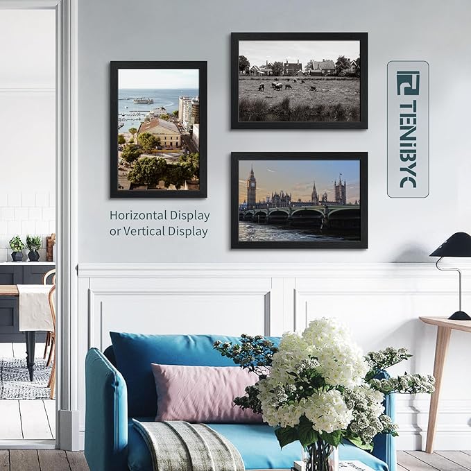 13x19 Picture Frame 3 pk, Textured Black Solid Wood Poster Frame, HD Tempered Glass, Wall Gallery Frame-Ruum Studio Home