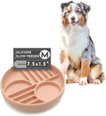 The Slowdown Bowl Silicone Slow Feeder for Dogs & Puppies, Slow Eating Modern Lick Mat Design Reduces Gulping, Fits 2 Cups 7.5” Across x 1.5” Tall, Mealtime Challenge, Medium-Blush-Ruum Studio Home