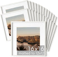 HAUS AND HUES 16x16 Square Picture Frames Set of 25 - Oak Wood Frames with Acrylic Cover, White-Ruum Studio Home