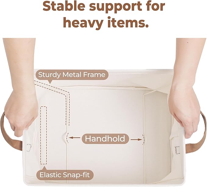 StorageWorks Storage Bins, Shelves Baskets for Organizing, Large Fabric Closet Organizers with Handles, Metal Frame, Natural Color, 2-Pack-Ruum Studio Home