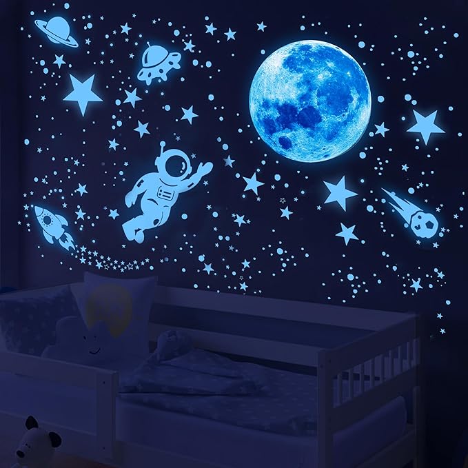 530Pcs Glowing Stars for Ceiling,Glow in The Dark Stars,Space Wall Decals Solar System Galaxy Planets Wall Stickers for Kids, Wall Decor for Girls Kids Bedroom Nursery Birthday Party Favor-Ruum Studio Home
