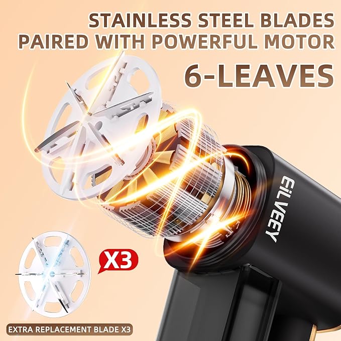 Rechargeable Lint Remover, Fabric Shaver Fuzz Remover, Sweater Shavers with 6-Leaf Blades, 3-Speeds Digital LED Display to Remove Pilling for Clothing and Furniture, Fuzz, Lint Ball, Black-Ruum Studio Home