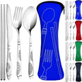 20PCS Premium Travel Utensils With Case, Stainless Steel Reusable Portable Utensils Set With Case, Lengnoyp Travel Silverware Set With Case for Lunch Box Camping, Silver-Ruum Studio Home