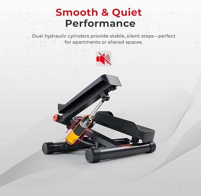 Sunny Health & Fitness Mini Stepper for Exercise at Home, Stair Step Workout Machine with Resistance Band and Over 300lb Weight Capacity, Optional Twist Motion and Free SunnyFit App Connection-Ruum Studio Home