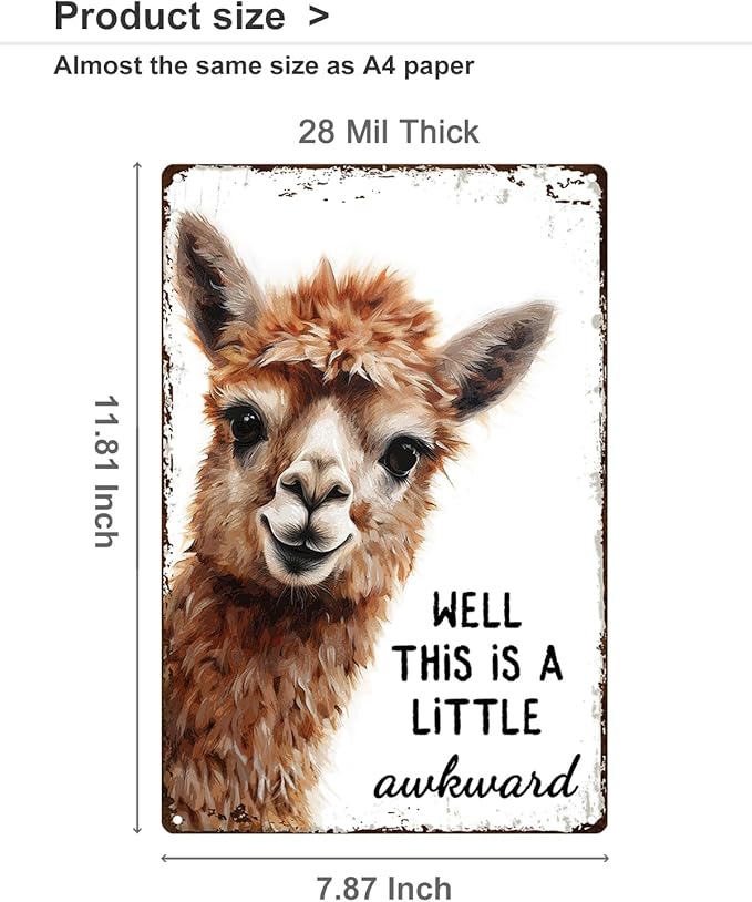 ALKB Funny Alpaca Metal Signs Farmhouse Bathroom Wall Decor Alpaca Lovers Gift 8 x 12 Inch-Ruum Studio Home