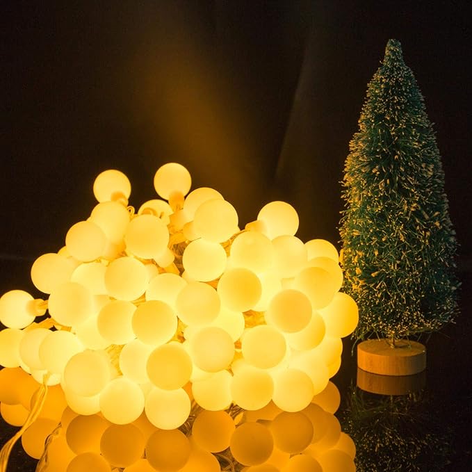 Minetom Mini Globe String Lights, 66 Ft. 200 LED Fairy String Lights Plug in, 8 Modes with Remote, Decor for Indoor Outdoor Party Wedding Christmas Tree Garden, Warm White-Ruum Studio Home