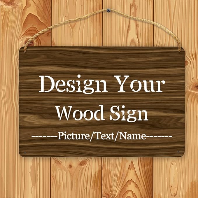 Personalized Wood Board Hanging Door Sign, Custom Welcome Sign Add Your Design, Customized Wall Plaque for Porch, Wall, House, Garden, Yard, Home, Farmhouse, Decor Hanging 11.8x7.8 inch-Ruum Studio Home