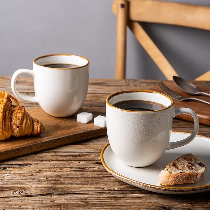 AmorArc 12oz Coffee Mugs, Ceramic Coffee Mugs set of 6 for Man, Woman, Dad, Mom, Modern Coffee Mugs with handle for Latte/Cappuccino/Milk/Cocoa. Dishwasher&Microwave Safe, White-Reactive Glaze-Ruum Studio Home