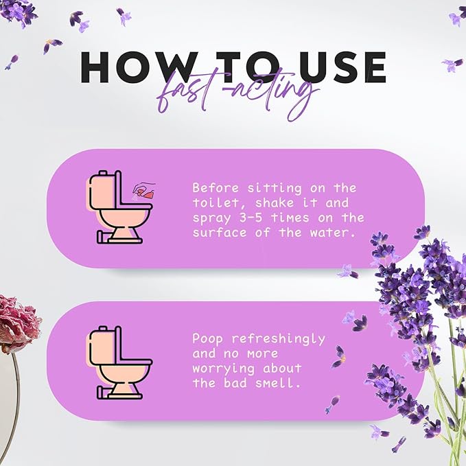 Clean-n-Fresh Toilet Spray for Poop, Lavender 6.8 Fl.Oz, Air Freshener Bathroom Spray, Odor Eliminator| Up to 400+ Uses-Ruum Studio Home