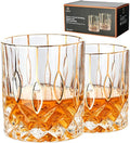 Gold Rim Whiskey Glasses Set of 2,Crystal Old Fashioned Glasses-Luxury Gold Collection,Perfect for Scotch Bourbon Rocks Cognac Vodka Gin Tequila Rum Liquor,Whiskey Gifts for Men-Ruum Studio Home