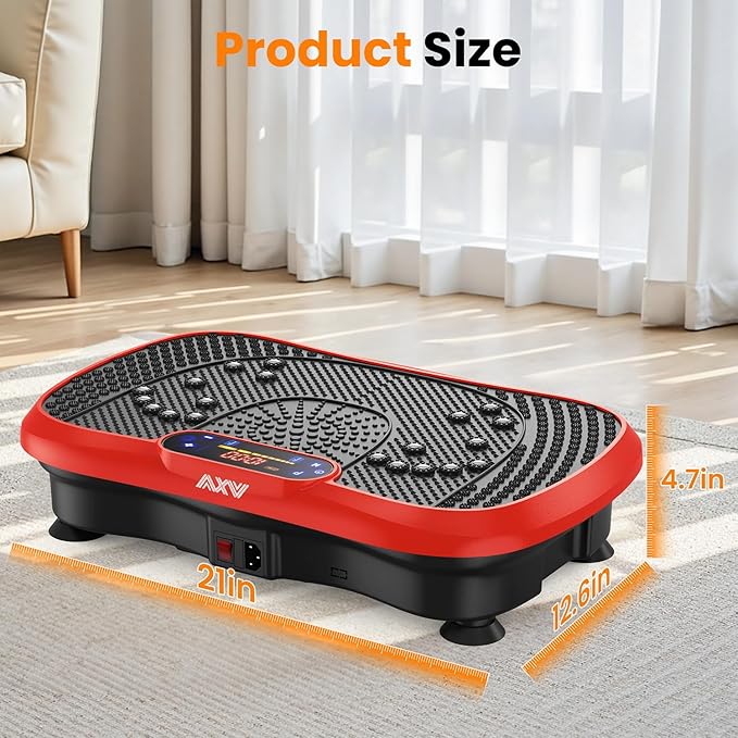 AXV Vibration Plate Fitness Platform Exercise Machine Vibrating Lymphatic Drainage Shaking Full Body Shaker Workout Vibrate Stand Shake Board Sport Gym for Weight Loss Fat Burner for Women Men-Ruum Studio Home