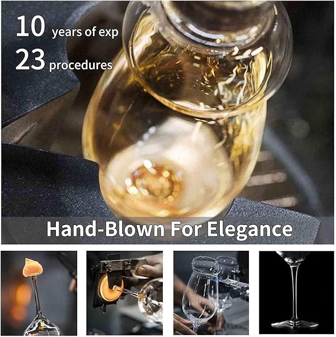 JBHO Set of 4-21 Ounce Hand Blown Italian Style Crystal Burgundy Wine Glasses - Lead-Free Premium Crystal Clear Glass - Gift-Box for any Occasion-Ruum Studio Home