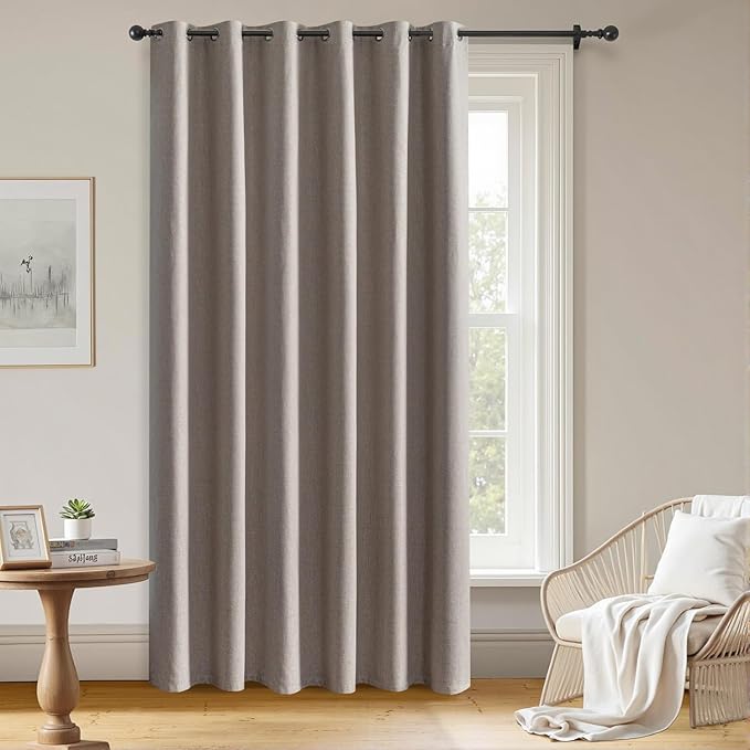 Blackout Curtains Customsize 1 Panel, 100% Blackout Textured Thermal Curtains, Grommet Privacy Light Blocking Drapes for Living Room Bedroom Luxury Decor(Customsize, Beige)-Ruum Studio Home